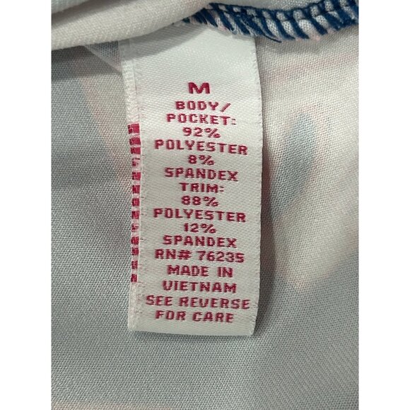 Lillie Green Sleeveless Blue Pink Tropical Leaf Print Peplum Dress Sz Medium - Picture 7 of 10